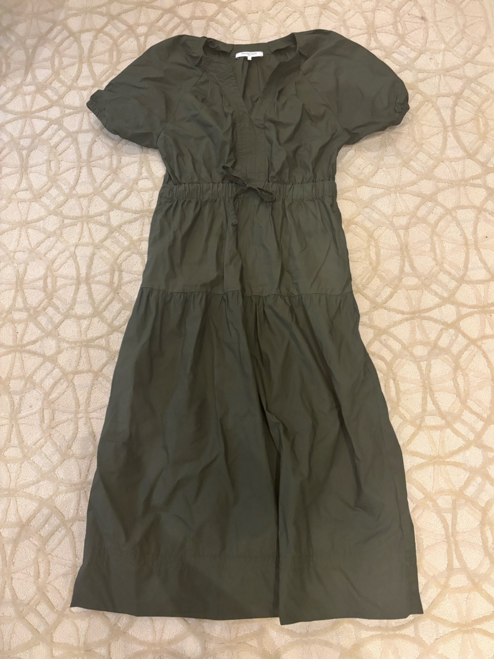Gerard Darel Olive Green Maxi Tiered Dress